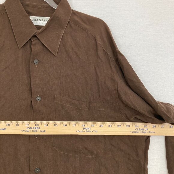 Wynne Layers size XL Brown Tan V Abstract Print V neck Relaxed Stretch Blouse - Picture 6 of 9